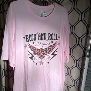 Pink T-Shirt Rock and Roll Wild Spirit Canvas NWT 3XL
